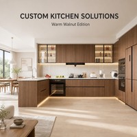 Ensemble de meubles de cuisine modernes en bois mélaminé haut de gamme, sur mesure, de luxe, complet, RTA, intelligent et compact