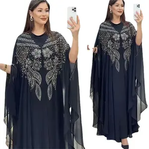 New Trendy Of New European And American Cross-border Muslim Large Women's Butterfly Sleeve Gown Dress Manufacturers