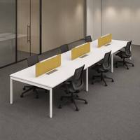 Poste de travail collaboratif pour 6 personnes avec design modulaire, mobilier de bureau à structure en acier partagée, bureau pour le personnel de centre d'appels