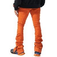 OEM orange extensible coupe ajustée en jean pantalon bouton pression jambe large empilé jean en denim pour hommes