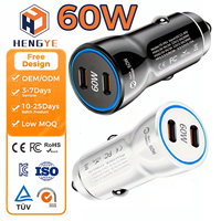 USB C double port DC charge rapide 60W PD 12v adaptateur d'alimentation de charge de téléphone chargeur de voiture de type C