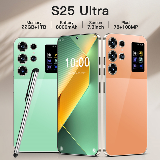 Real High Quality New S25 Ultra 7.3 Inch Wifi Big Screen S25 Ultra Smartphone Hot Selling 22+1TB Android 15 5g Smart Phones