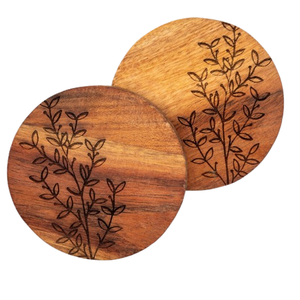 Grossiste Dessous de verre en bois imprimé de feuilles Porte-gobelet en bois pour thé, café Noyer Dessous de verre décoratifs de dernière génération - Product Image 1