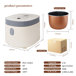 Bán buôn thiết bị nhà bếp đa năng, nồi cơm điện 2.5L nhỏ, nồi cơm điện tự động kỹ thuật số kèm xửng hấp - Product Image 5