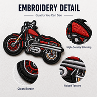 Écusson brodé personnalisé pour moto, badge de motard haute densité, étiquettes thermocollantes pour vestes, jeans, gilets en cuir, marque de vêtements