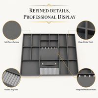 Tiroir de rangement coulissant haut de gamme personnalisé pour armoire, avec fermeture amortie, boîte de rangement à bijoux, plateau de présentation multi-emplacements pour bijoux, vente en gros