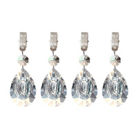 Ensemble de 4 pièces : Pendentifs en verre émaillé pour nappe, clips métalliques, pendentifs prismatiques en forme de goutte d'eau pour table de pique-nique