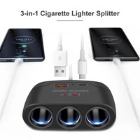 Chargeur de voiture multifonctionnel Chargeur de voiture Allume-cigare Un-vers-trois avec interface de charge rapide USB+PD 12V24V Universel