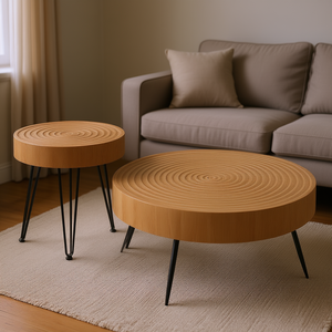 Juego de mesa de centro redonda de madera maciza de 31.3 pulgadas, muebles de sala de estar de diseño moderno - Product Image 2