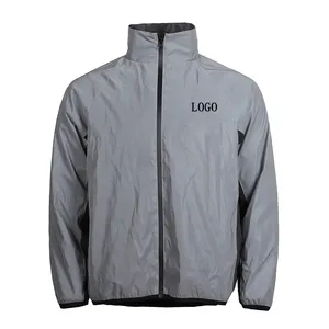 Custom Print Logo Fashion Polyester Windbreaker Safety Reflective Men's Jackets