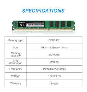 Memoria de Escritorio <span class=keywords><strong>DDR3</strong></span> LONG DIMM de 16 GB, 1600 MHz, PC3 12800, Sin Búfer, Compatible con Computadoras de Escritorio - Product Image 6