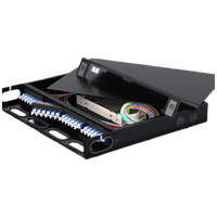 Rak Panel Patch serat optik 48-Core 24-Port, rak dipasang di 19 inci LC Port tertutup tahan debu tinggi 1u