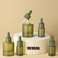 Flacons compte-gouttes en verre dépoli vert olive vides de 30 ml/15 ml avec bouchon à vis pour sérum cosmétique, huiles essentielles et faux cils