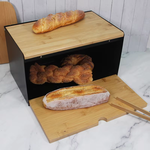 Boîte <span class=keywords><strong>à</strong></span> <span class=keywords><strong>pain</strong></span> en bambou <span class=keywords><strong>pour</strong></span> comptoir de <span class=keywords><strong>cuisine</strong></span>, bac de rangement <span class=keywords><strong>pour</strong></span> <span class=keywords><strong>pain</strong></span> en métal avec couvercle en bois - Product Image 6