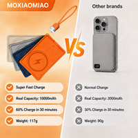 Batterie externe portable en cuir magnétique sans fil 10000mAh PD20W avec câble intégré et cordon – Idéale pour les affaires et les voyages – OEM/ODM