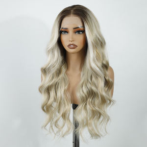 Transparante HD kantfront pruik lange body wave 360 kantfronten lange lengte synthetisch mensenhaar pruik voor witte vrouwen - Product Image 1