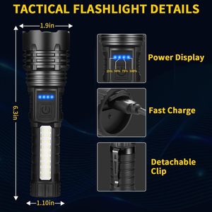 ไฟฉาย LED แบบยุทธวิธีคุณภาพสูง พกพาสะดวก ชาร์จผ่าน USB ได้ ตัวเรือนอะลูมิเนียมอัลลอย กันน้ำระดับ IP65 มี 3 สีให้เลือก พร้อมแม่เหล็กยึดติด - Product Image 4