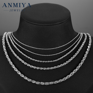 Anmiya 925 Sterling Bạc hip hop Chuỗi vòng cổ chiều dài khác nhau dày Cuba liên kết chuỗi trang sức nam làm phụ kiện thời trang - Product Image 4