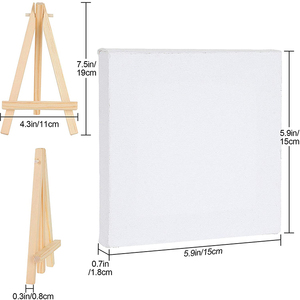 Mini paneles de lona con soporte de exhibición de madera de pino pequeño Juego de caballetes de lona para pintura acrílica al óleo - Product Image 4