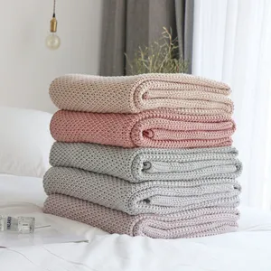 KEW Cotton Knitted Throw Blanket Softest Comfortable OEKO Baby Kids Adult Decorative High Quality Bedspread Fluffy