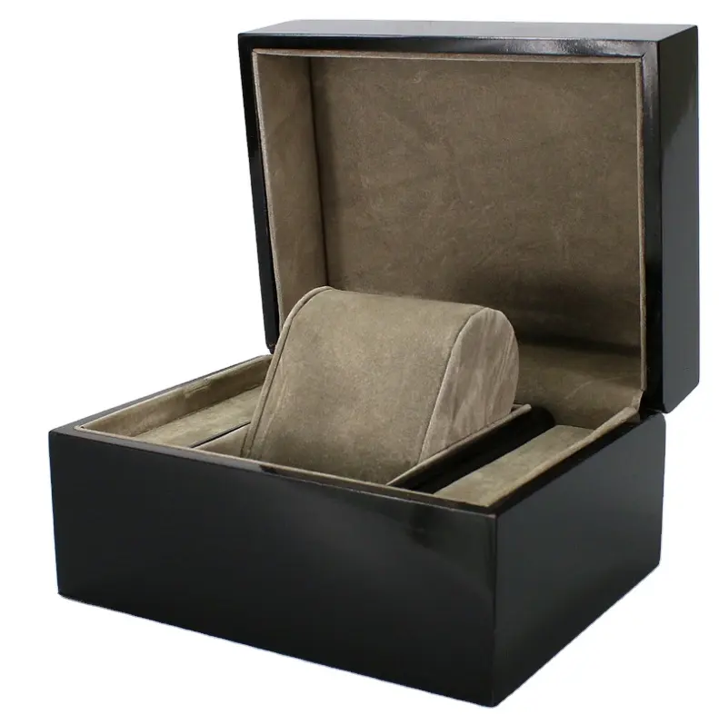 Popular logotipo personalizado Leatherrete papel terciopelo dentro de venta al por menor de reloj de moda caja de almacenamiento de plástico caja de reloj