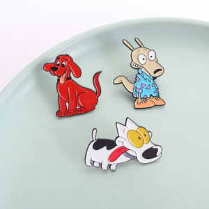 Jaren 90 Komedie Geanimeerde Personages Emaille Spelden Grote Rode Hond Cartoon Big Eye Puppy Broches Revers Badge Sieraden Geschenken Voor Kinderen Vrienden - Product Image 1