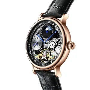 Montres mécaniques automatiques pour hommes <span class=keywords><strong>KINYUED</strong></span> J073, design classique, boîtier en alliage, bracelet en cuir véritable, étanches - Product Image 5