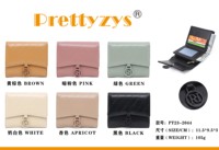 Dompet Wanita Kecil PRETTYZYS Terbaru Bahan Kulit PU Berkilau dengan Logo Merek Cetak Embos dan Desain Lengkung