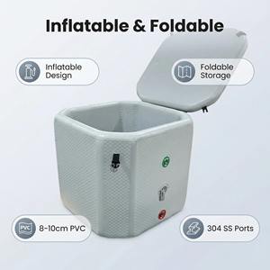 Baignoire à glace gonflable portable en PVC 80*80*80cm pour intérieur et extérieur, avec couvercle et pompe à air - Product Image 3