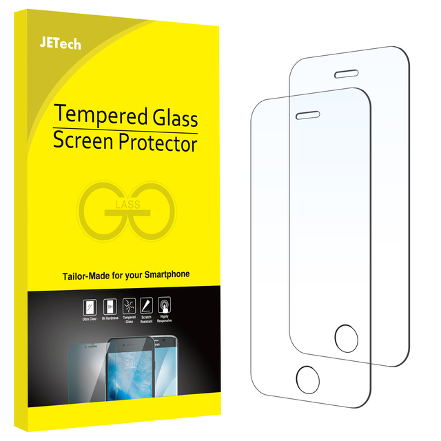 Screen Protector for iPhone SE (2016 Edition), iPhone 5s, iPhone 5c and iPhone 5, Tempered Glass Film, 3-Pack