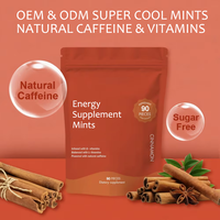 Complément de vitamines B pour adultes OEM, comprimés de L-théanine et caféine naturelle, booster d'énergie, menthe poivrée, cannelle, effet rafraîchissant intense