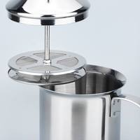Mousseur à lait manuel 400 ml en acier inoxydable avec double filtre, pichet mousseur portatif