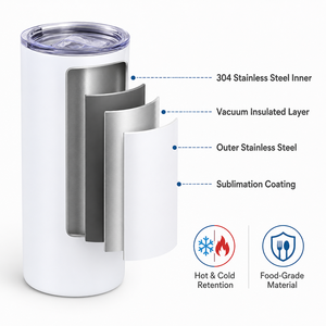 Vaso Térmico Económico <span class=keywords><strong>para</strong></span> Sublimación, 20oz, Recto, Delgado, de Acero Inoxidable, Personalizable, Aislado, <span class=keywords><strong>para</strong></span> Agua - Product Image 2