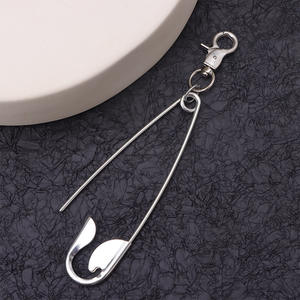 Stainless Steel <b>Safety</b> Pin <b>Keychain</b> Hook Shape Unisex Fashion Body Chain Daily Wear Accessory - Product Image 2