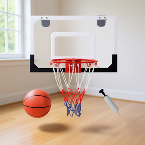 Mini canasta de baloncesto para colgar sobre la puerta con pelota y redes, juego de plástico para interiores para niños y adultos - Product Image 2