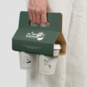 Support de tasses à café personnalisé pour emporter, pour boissons chaudes ou froides, avec poignée, pour 2 à 3 tasses - Product Image 1