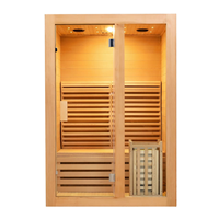 Sauna à vapeur intérieur en bois avec poêle à sauna, porte en verre pour la maison, la salle de bain, le spa, l'hôtel, le bien-être, la remise en forme, la relaxation
