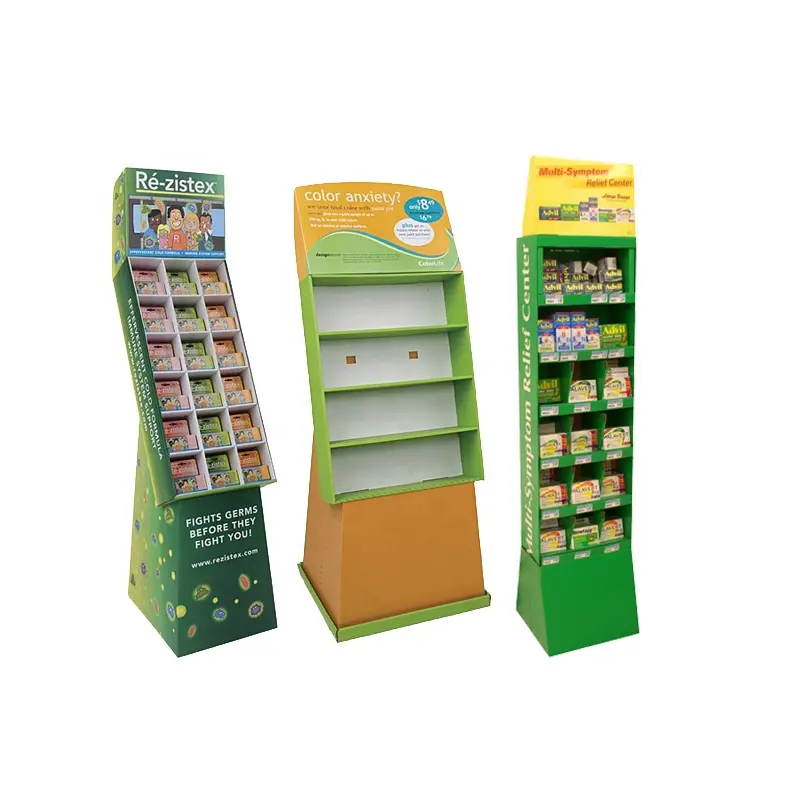 Dược Phẩm POP Tông Sản Phẩm Shipper Hiển Thị, Tùy Chỉnh Tông Hiển Thị Kệ Rack, Tông Carton Giấy Tầng Hiển Thị Đứng