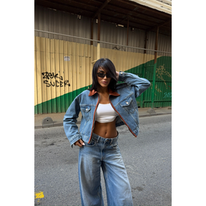 Chaqueta de Mezclilla Azul Índigo para Mujer, Marca Yaka, Talla S - Product Image 3