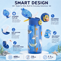 Bouteille d'eau en PC avec paille pour enfants GY-534 600ml, personnalisable OEM, MOQ 3000 pièces, logo, couleur, matériau, emballage pour importateurs et distributeurs