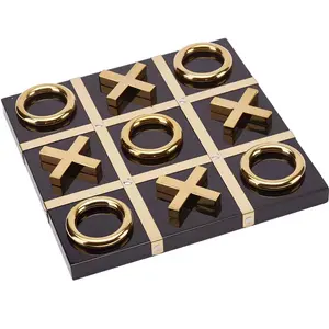 Titanyum satranç oyunu metal tic tac toe chessboard dekor ile dekoratif satranç seti adet ve güzellik tahtası