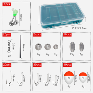 Kit de pêche 121 pièces/boîte avec flotteurs, hameçons, plombs, émerillons, stoppe-ligne et boîte à pêche pour équipement de pêche en eau douce - Product Image 2