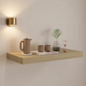 Estante de pared de MDF de roble de 19.7 pulgadas x 9.1 pulgadas x 1.5 pulgadas, estante de exhibición minimalista para sala de estar - Product Image 2