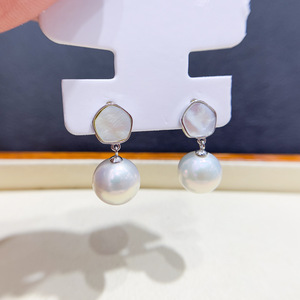 Accesorios de Plata S925 para DIY con Perlas, Bandeja Vacía para Perlas Redondas de 9-13mm, Pendientes Modernos 22079 - Product Image 2
