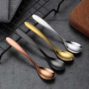 Cuchara para helado de acero inoxidable 304, color negro, rosa, dorado y plateado, logotipo personalizado, cuchara pequeña de Metal para té, postre, pastel, café, cucharas agitadoras - Product Image 2