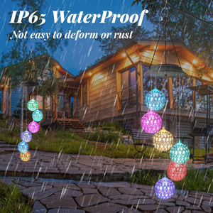 โมโรคันโซลาร์วินด์ชิมไฟ LED สีสันสดใสแบบแขวนสำหรับตกแต่งสวนกลางแจ้ง หลอดไฟแขวนกันน้ำ ดีไซน์อาร์ตเดโค - Product Image 5