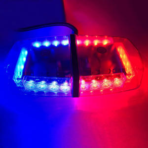 Luz de baliza de emergencia LED roja y azul, 12V-24V, <span class=keywords><strong>Mini</strong></span> Barra de luz estroboscópica para techo de coche, luz de advertencia giratoria magnética para Wrangler - Product Image 2