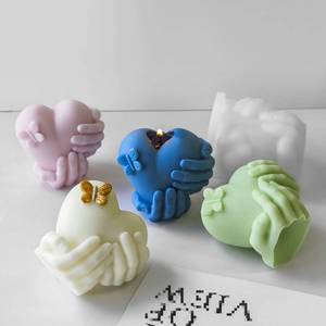 MUYULINS Large <b>Silicone</b> Handheld DIY Valentine's Day Scented Heart-Shaped Candle Mold - Product Image 5