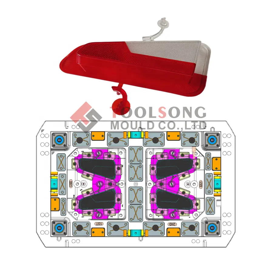 Tooling 2 Kleuren Rr Insert Reflector Mal Injecteren Aangepaste China Lens Cover Mal Met Elektroforming 2K