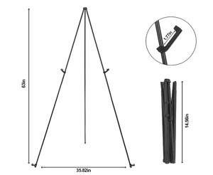 Stand Easel Lantai 63 inci untuk Papan Tanda Pernikahan, Rak <span class=keywords><strong>Display</strong></span> Lipat, Easel Logam untuk Papan Tanda Pernikahan - Product Image 5